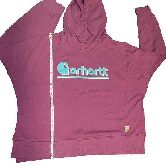 CARHARTT Women's Loose Fit Graphic Hooded Sweatshirt Size XL Pink (16-18) - Picture 7 of 7